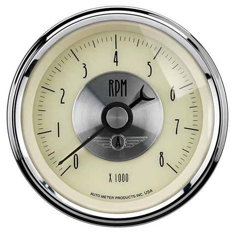 AutoMeter Gauge Tachometer 3-3/8in. 8K RPM In-Dash Prestige Antique. Ivory - 2097