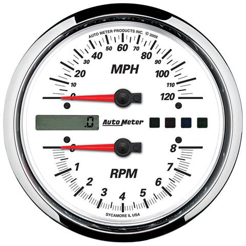 Autometer Pro-Cycle Gauge Tach/Speedo 4 1/2in 8K Rpm/120 Mph White - 19467