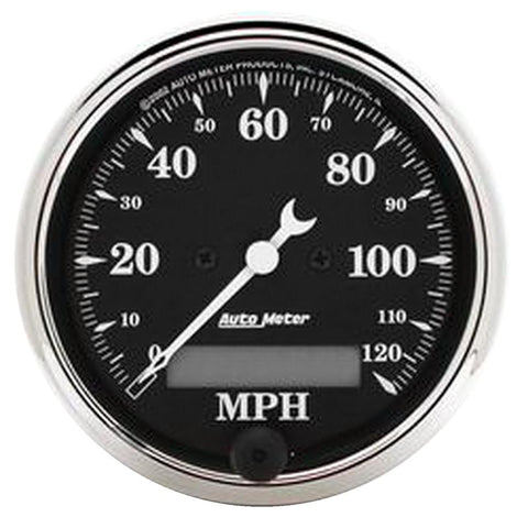 AutoMeter Gauge Speedo. 3-1/8in. 120MPH Elec. Prog. W/ Lcd Odo Old Tyme Blk - 1787