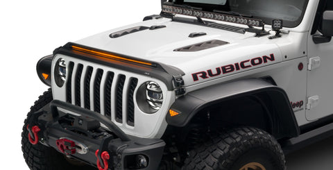 AVS 2018-2019 Jeep Wrangler (JL) Aeroskin Low Profile Hood Shield w/ Lights - Black - 753156