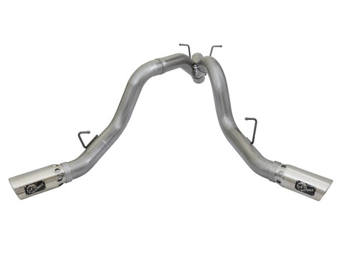 aFe Large Bore-HD 4in 409-SS DPF-Back Exhaust w/Dual Polished Tips 2017 GM Duramax V8-6.6L (td) L5P - 49-44086-P