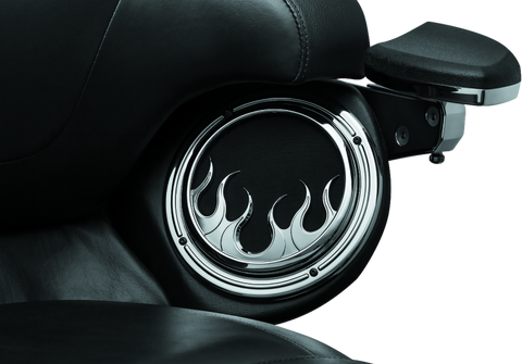 Kuryakyn Flame Speaker Grills For 14-Up Touring Models Chrome - 7374