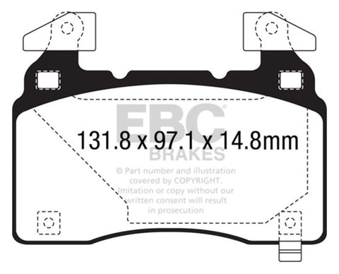 EBC 14+ Cadillac CTS Vsport 3.6 Twin Turbo Yellowstuff Front Brake Pads - DP43028R