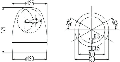 Hella Rotating Beacon H 12V Yellow Mg12 2Rl - 007337001