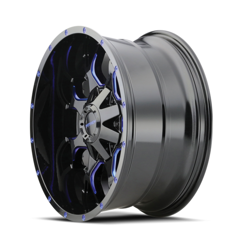 Mayhem 8015 Warrior 20x10 / 5x127 BP / -25mm Offset / 87mm Hub Black w/ Prism Blue Wheel - 8015-2152BTB