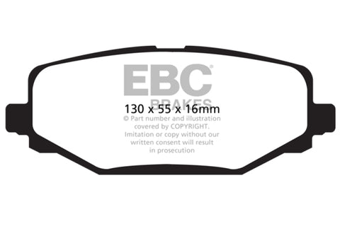 EBC 12+ Chrysler Town & Country 3.6 Ultimax2 Rear Brake Pads - UD1596