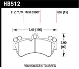 Hawk 04 Volkswagen Touareg Performance Ceramic Street Front Brake Pads - HB512Z.605