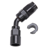 Russell Performance 3/8in SAE Quick Disc Female to -6 Hose Black 45 Degree Hose End - 611213