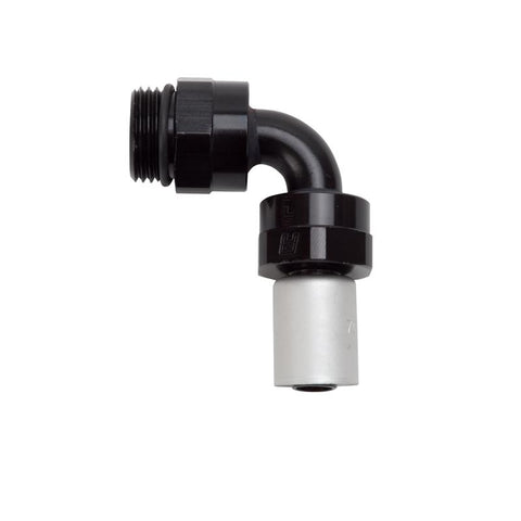 Russell Hose End Crimp On 10 Sae Port Male To -8 Hose 90 Deg Swivel Blk Anodized - 610960