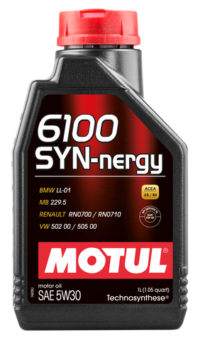Motul 1L Technosynthese Engine Oil 6100 SYN-NERGY 5W30 - VW 502 00 505 00 - MB 229.5 - 107970