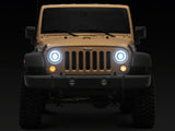 Raxiom 07-08 Jeep Wrangler JK Hi Output LED Headlights/Angel Eye DRL- Black Housing- Clear Lens - J211420