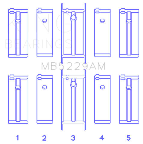 King Engine Bearings Nissan Datsun A12/(Size +1.0mm) Main Bearing Set - MB5229AM1.0