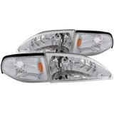 ANZO 1994-1998 Ford Mustang Crystal Headlights Chrome - 121262