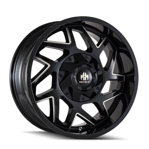 Mayhem 8106 Hatchet 20x9 / 5x135 BP / 0mm Offset / 87.1mm Hub Black w/ Milled Spokes Wheel - 8106-2954BM