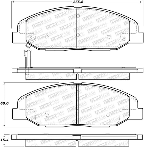 StopTech 08-14 Cadillac CTS Street Performance Front Brake Pads - 308.13320