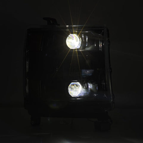 AlphaRex 16-18 Chevy 1500HD LUXX LED Proj Headlights Alpha-BK w/Seq Atv Lgt / SeqSig (Req PN 810023) - 880233