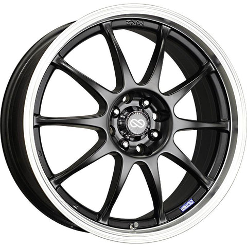 Enkei J10 16x7 4x100/108 42mm Offset 72.62mm Bore Dia Matte Black w/ Machined Lip Wheel - 409-670-11BK