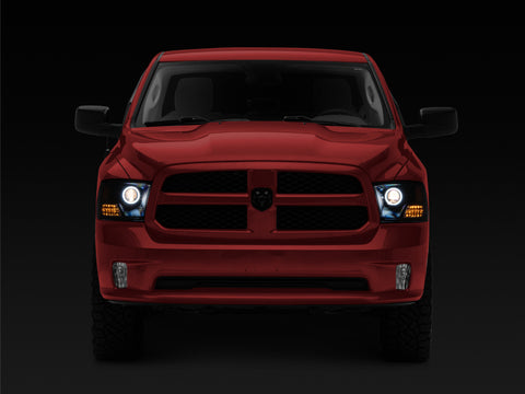 Raxiom 09-18 RAM 1500 Super White LED Halo Projector Headlights- Black Housing (Clear Lens) - R110150