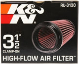 K&N Filter Universal Rubber Filter 3 1/2 inch Flange 4 5/8 inch Base 3 1/2 inch Top 7 inch Height - RU-3130