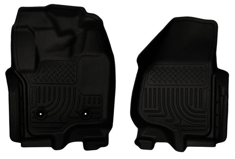 Husky Liners 12-15 Ford Super Duty Crew & Extended Cab WeatherBeater Front Row Black Floor Liners - 18701