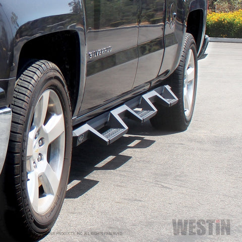 Westin 14-18 Chevrolet Silverado 1500 DC 6.5ft Bed HDX Drop W2W Nerf Step Bars - Tex. Blk - 56-534595