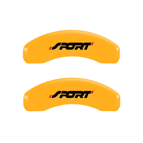 MGP 4 Caliper Covers Engraved Front & Rear No bolts/Sport Yellow finish black ch - 10119SSP1YL
