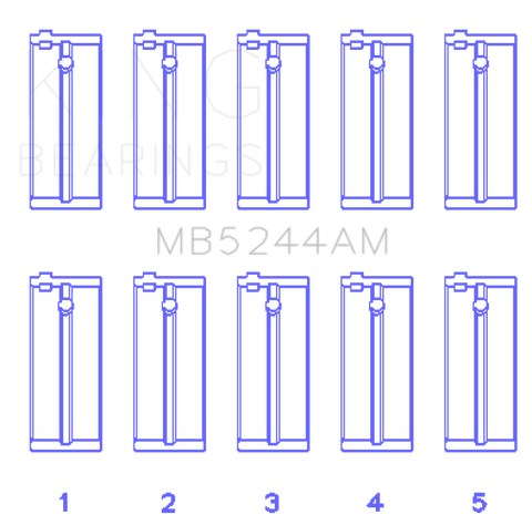 King Honda 91CI/1.5L D15A2/D15A3/D15B1/D15B2/D15B7/D15B8/D15Z1 (Size +0.25) Main Bearing Set - MB5244AM0.25
