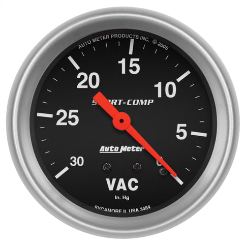 AutoMeter Gauge Vacuum 2-5/8in. 30Inhg Mechanical Sport-Comp - 3484