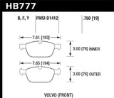 Hawk 03-14 Volvo XC90 (w/ 328mm Rotors) / 10-15 Volvo XC60 LTS Street Front Brake Pads - HB777Y.750