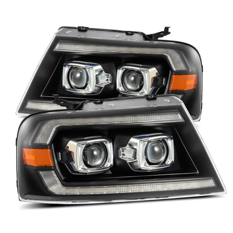 AlphaRex 04-08 Ford F-150 (No 2004 Heritage) LUXX-Series LED Proj HL Alpha-Blk w/Actv Lgt / Seq. Sig - 880131