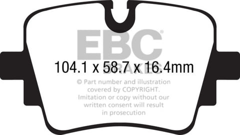 EBC 13+ Jaguar F-Type (Cast Iron Rotors Only) 3.0 Supercharged (340) Redstuff Rear Brake Pads - DP32190C