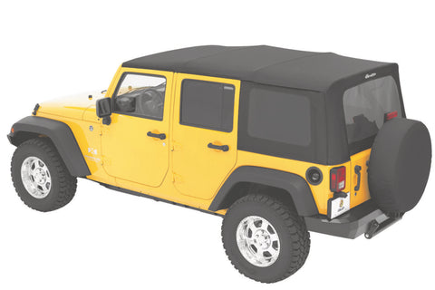 Bestop 10-18 Jeep Wrangler JK 4-Door Rep A-Top (Blk Diamond Sailcloth Tinted Windows No Door Skins) - 79147-35