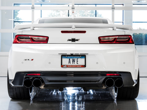 AWE Tuning 16-19 Chevy Camaro SS Non-Res Cat-Back Exhaust - Track Edition (Quad Diamond Black Tips) - 3020-43074