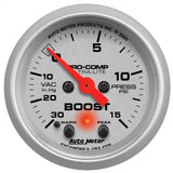 Autometer Ultra-Lite 52mm 15 PSI Electronic Boost Gauge w/ Peak & Warn - 4376