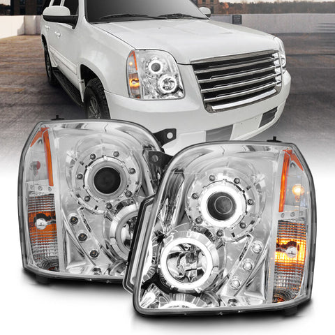ANZO 2007-2014 GMC Yukon Projector Headlights w/ Halo Chrome (CCFL) - 111147