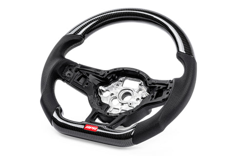 APR 15-26 Volkswagen Golf R/GTI/Jetta (MK7) Carbon Fiber/Silver Stitch Steering Wheel (Non Paddles) - MS100206