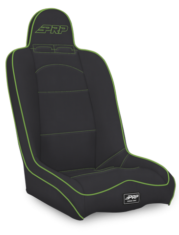 PRP Daily Driver High Back Suspension Seat- Black/Green Vinyl - A140110-201-W