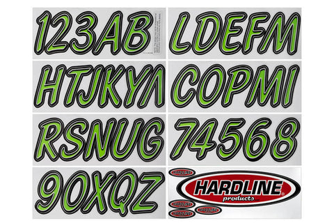 Hardline Boat Lettering Registration Kit 3 in. - 400 Kiwi Green/Black - KIBKG400
