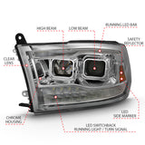ANZO 2009-2018 Dodge Ram 1500 Projector H.L. Switchback Chrome Amber - 111442
