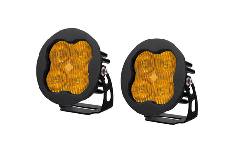 Diode Dynamics SS3 LED Pod Max - Yellow SAE Fog Round (Pair) - DD6495P