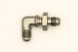 DeatschWerks 6AN Male Flare To 6AN Male Flare Bulkhead Adapter 90-Degree (Incl. Nut) - 6-02-0710