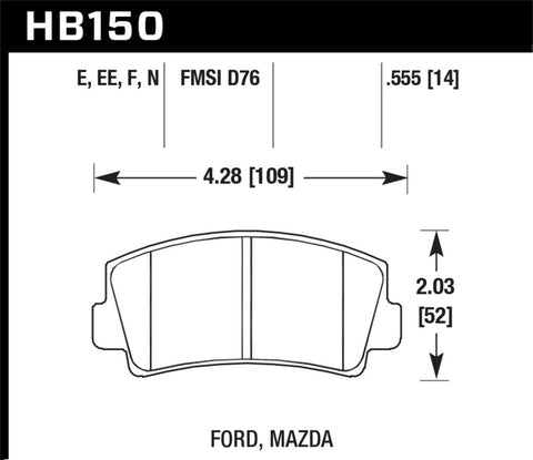 Hawk 79-84 Mazda B2000 / 70-74 RX-2 / 74-78 RX-4 / 79-85 RX-7 Blue 9012 Front Race Brake Pads - HB150E.555