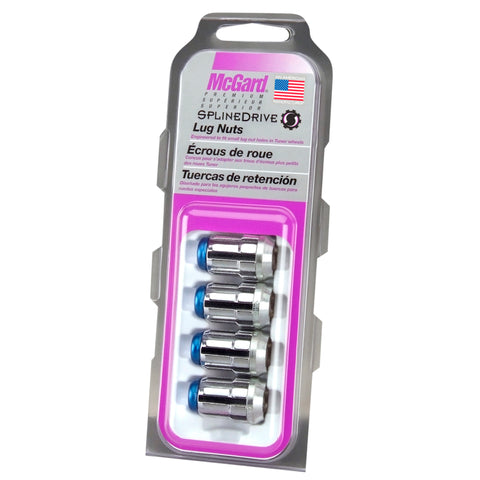 McGard SplineDrive Lug Nut (Cone Seat) M12X1.5 / 1.24in. Length (4-Pack) - Blue Cap (Req. Tool) - 65357BC