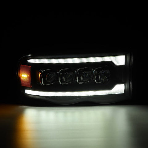 AlphaRex 02-05 Dodge Ram 1500 NOVA LED Proj Headlights Plank Style Blk w/Activ Light/Seq Signal - 880564