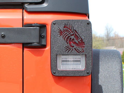 Fishbone Offroad 07-18 Jeep Wrangler JK - Black Textured Powdercoat Tail Light Covers - FB31043