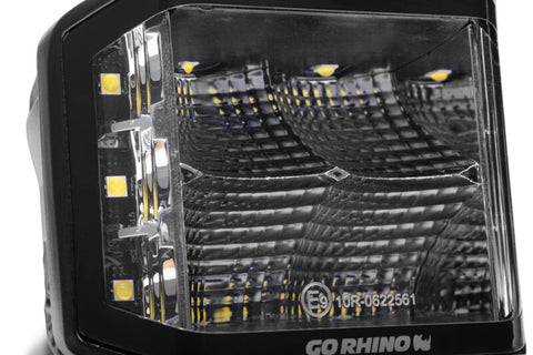 Go Rhino Xplor Blackout Series Cube LED Sideline Flood Light Kit (Surface Mount) 4x3 - Blk (Pair) - 750700321FCS