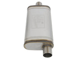 aFe MACHForce XP SS Muffler 2.5in Center Inlet / 2.5in Offset Outlet 18in L x 9in W x4in H Body - 49M00019