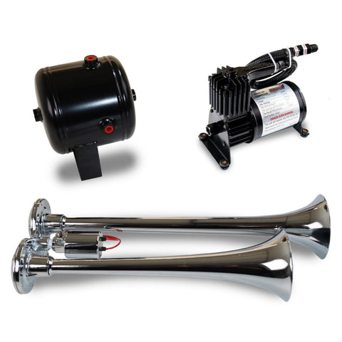 Kleinn Dual Chrome Horn Kit w/ 120 PSI Air Compressor / 0.5 gal Air Tank - HK2