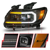 ANZO 15-22 Chevrolet Colorado Full LED Projector Headlights w/ Initiation & Sequential - Black - 111615
