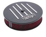 Edelbrock Air Cleaner Racing Series Round Aluminum Top Cloth Element 14In Dia X 3 125In Dropped Base - 41663